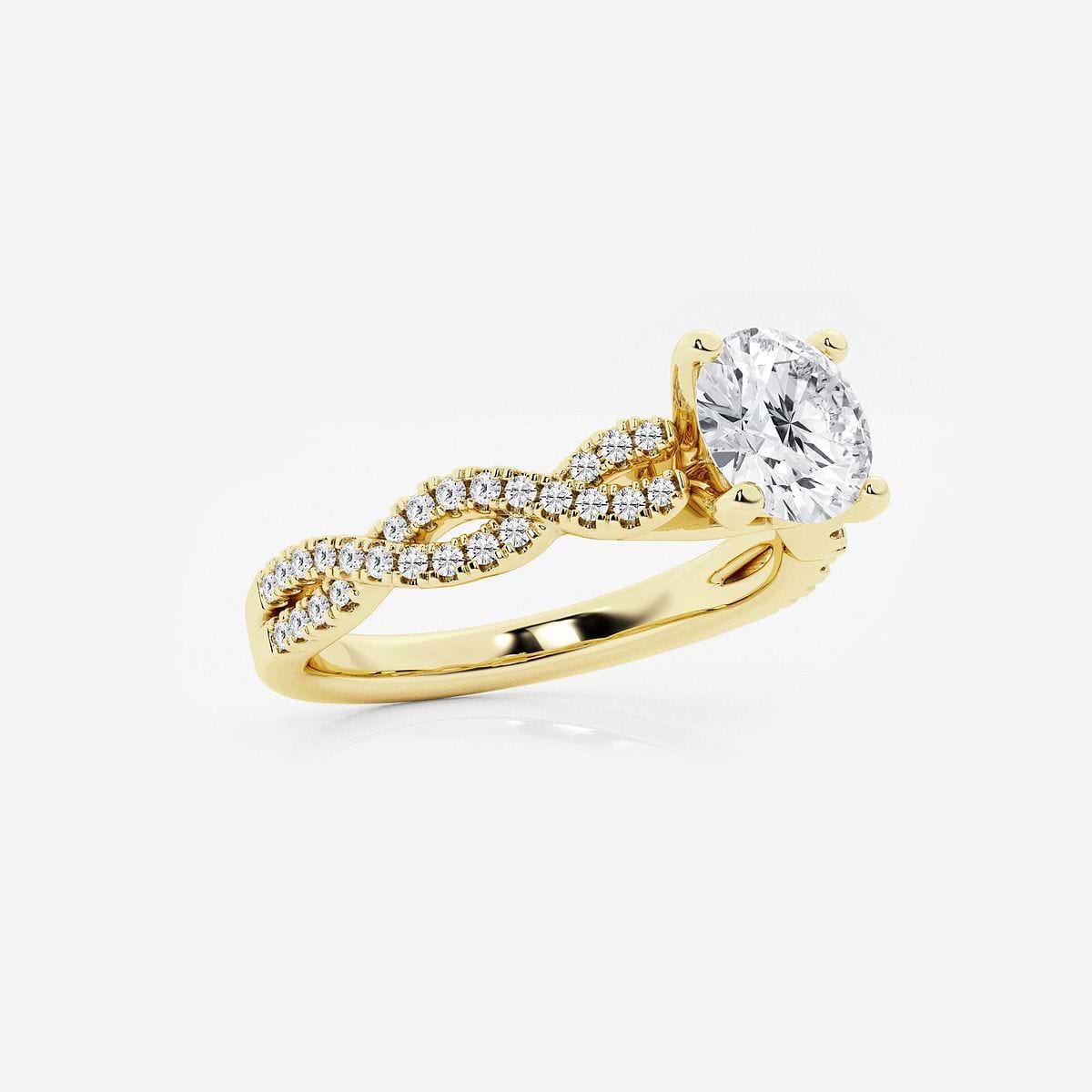 1 ctw Round Lab Grown Diamond Double Twist Engagement Ring 14K Yellow Gold, FG, VS2+