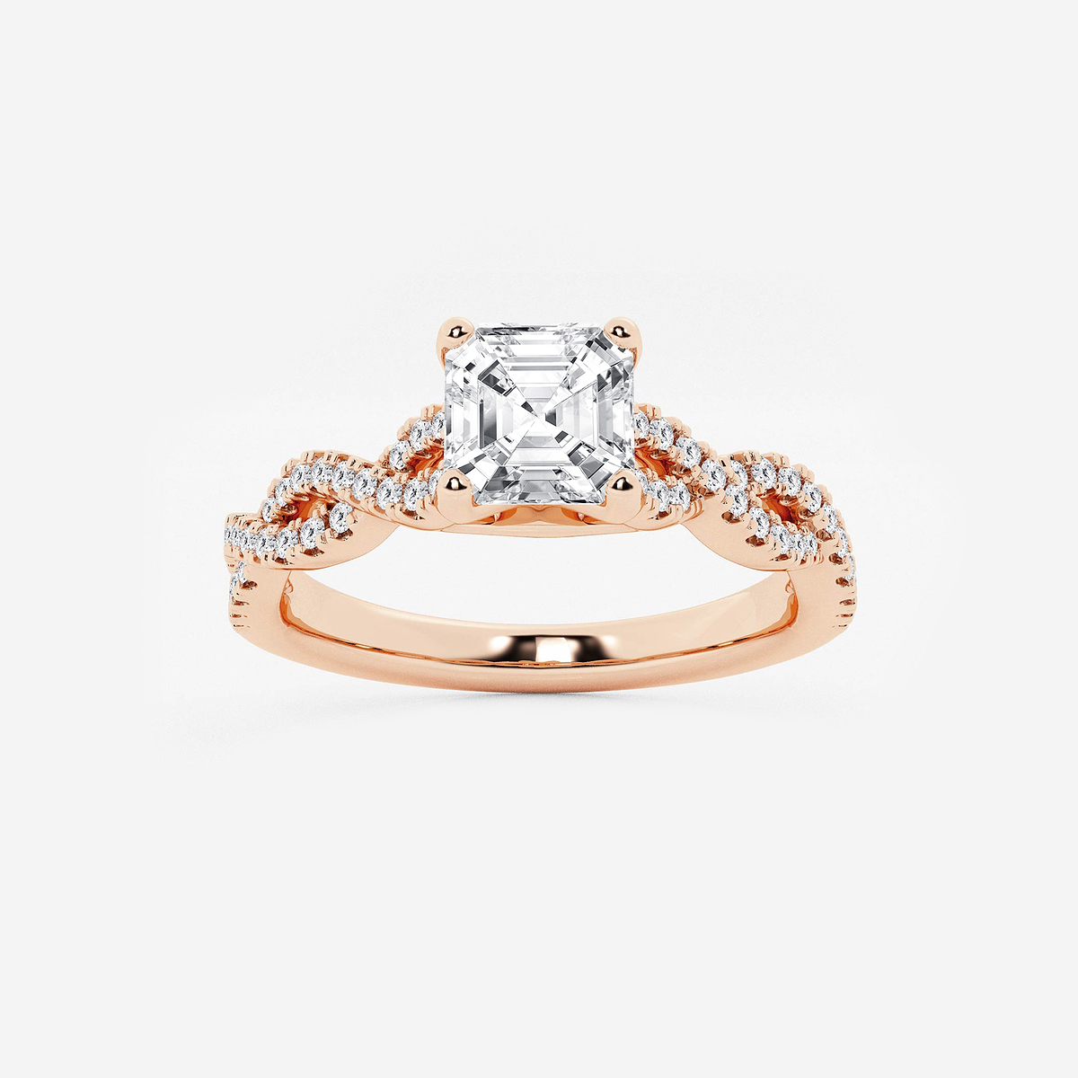 1 1/4 ctw Asscher Lab Grown Diamond Double Twist Engagement Ring