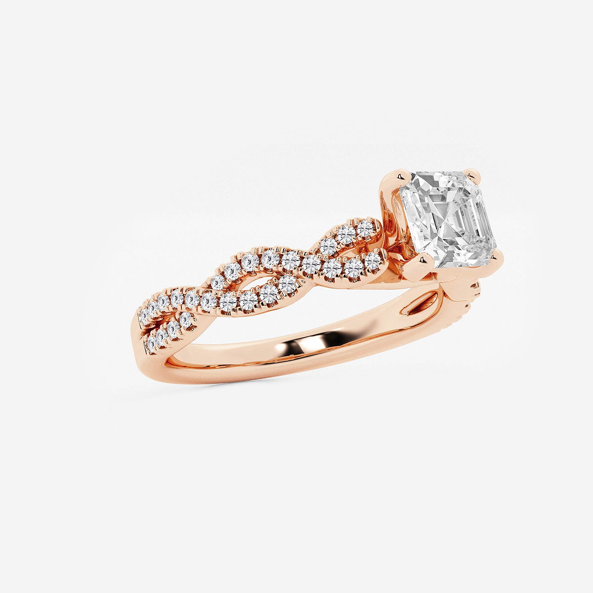 Additional Image 1 for  1 1/4 ctw Asscher Lab Grown Diamond Double Twist Engagement Ring