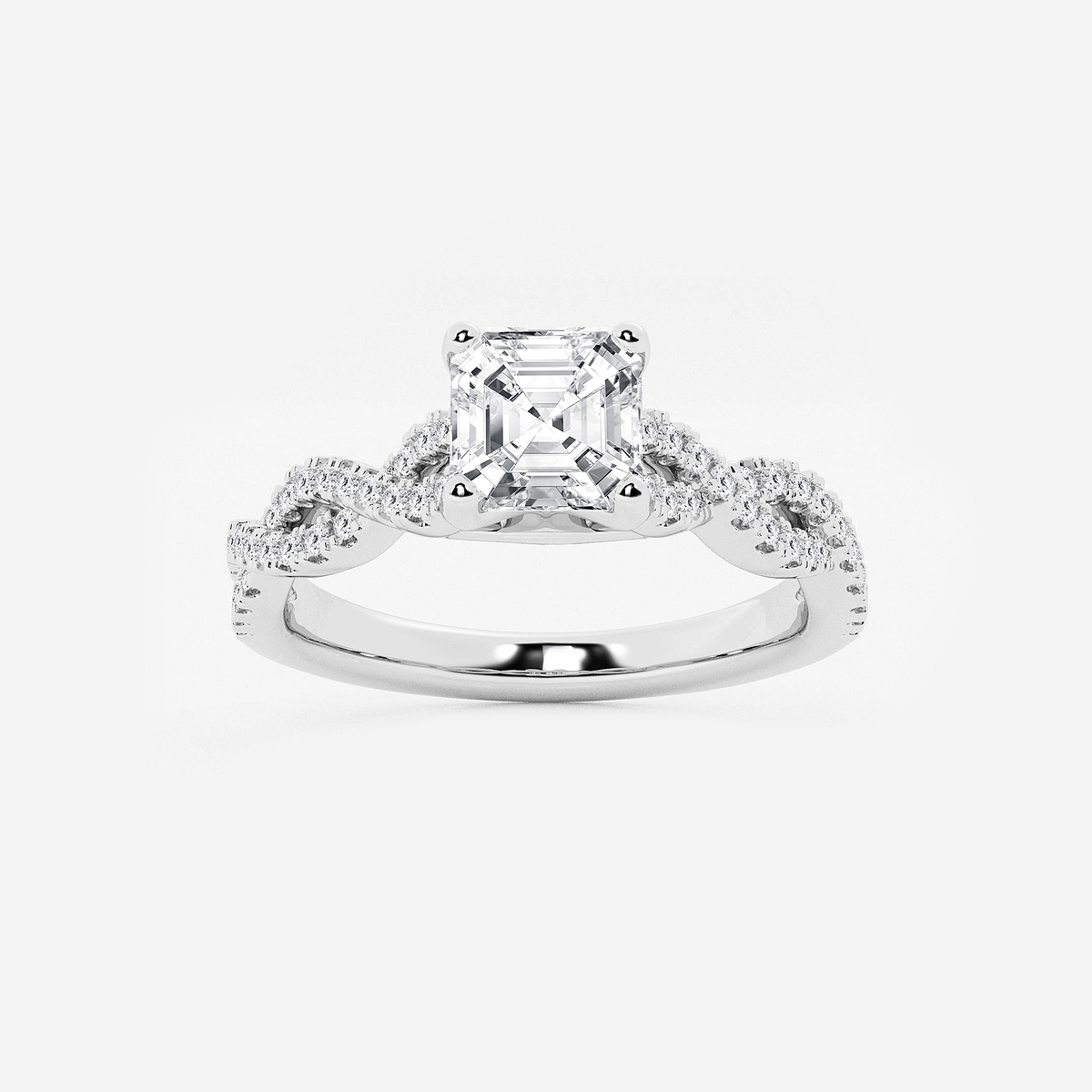 1 1/4 ctw Asscher Lab Grown Diamond Double Twist Engagement Ring