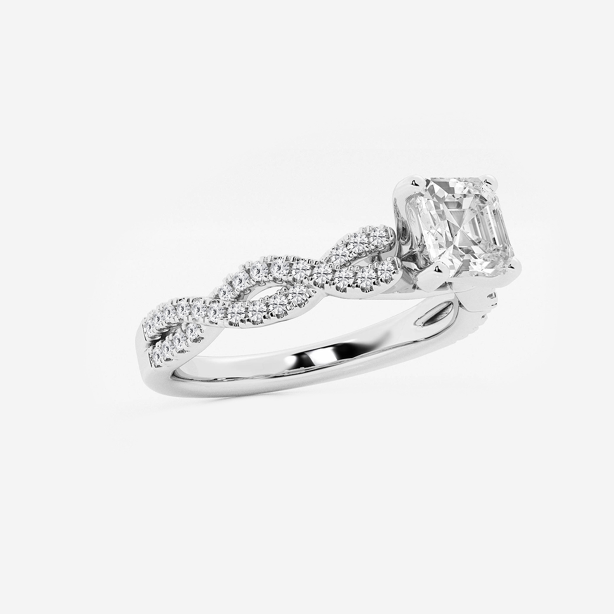Additional Image 1 for  1 1/4 ctw Asscher Lab Grown Diamond Double Twist Engagement Ring