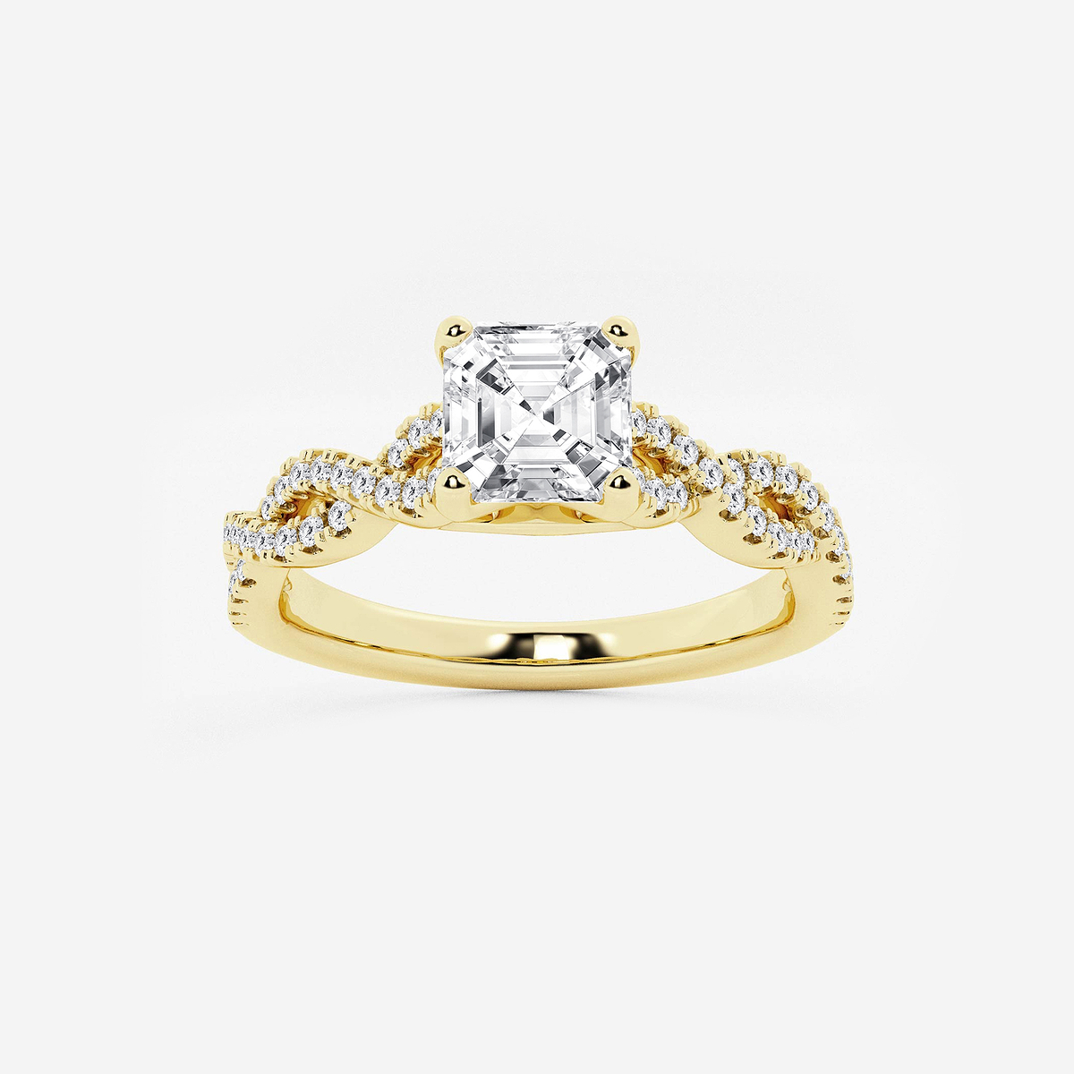 1 1/4 ctw Asscher Lab Grown Diamond Double Twist Engagement Ring