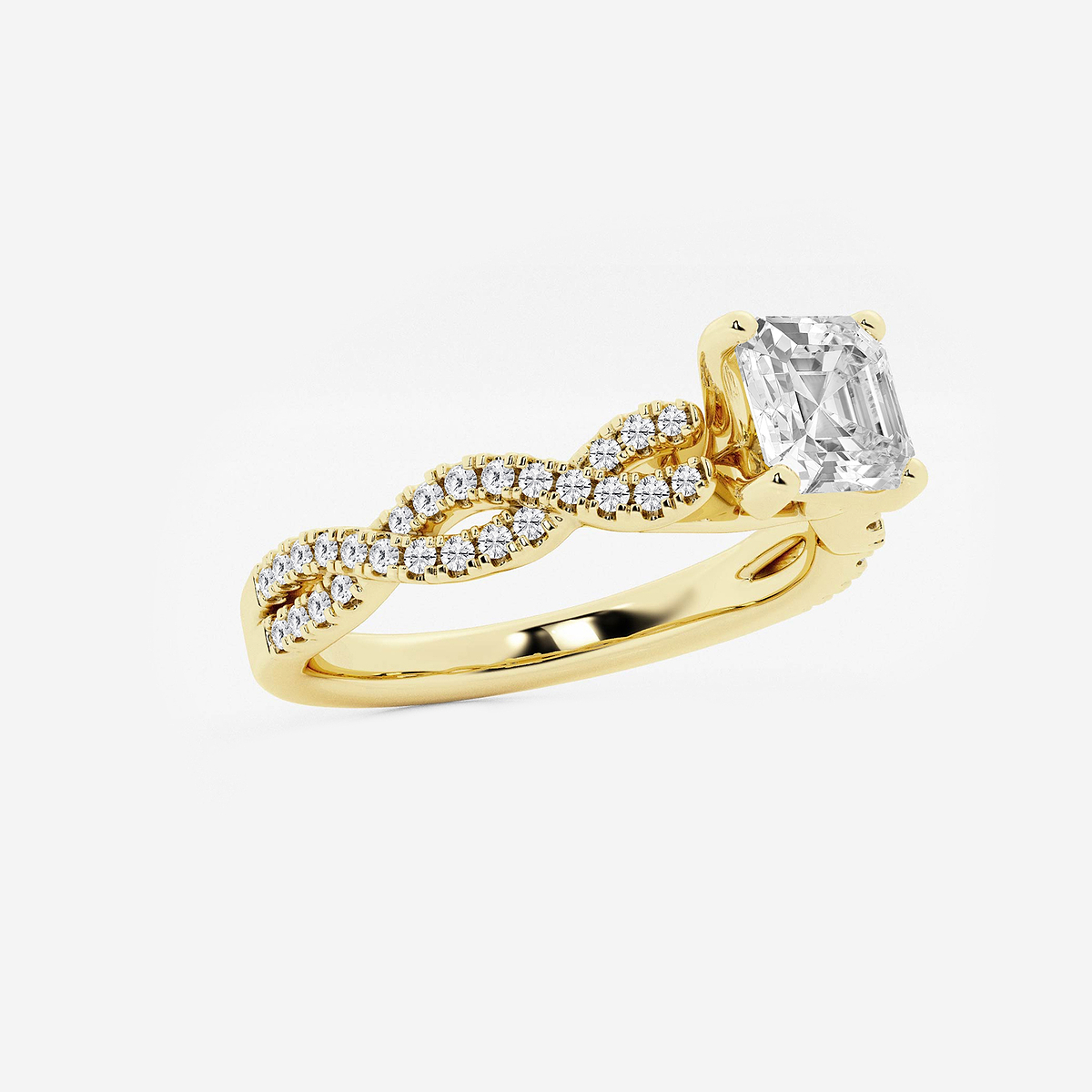 Additional Image 1 for  1 1/4 ctw Asscher Lab Grown Diamond Double Twist Engagement Ring