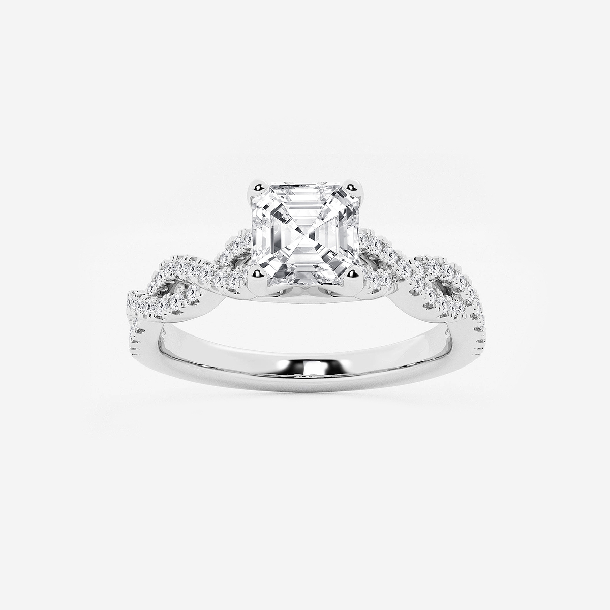 1 1/4 ctw Asscher Lab Grown Diamond Double Twist Engagement Ring