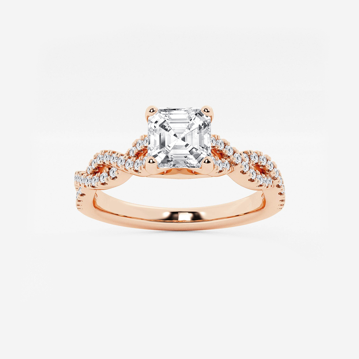 1 ctw Asscher Lab Grown Diamond Double Twist Engagement Ring
