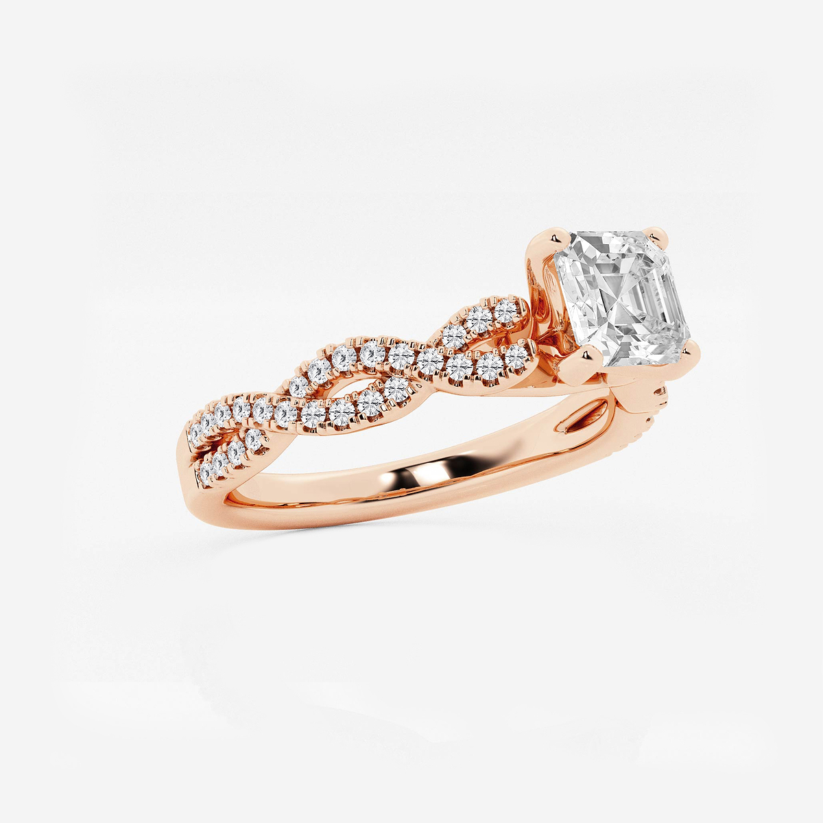 Additional Image 1 for  1 ctw Asscher Lab Grown Diamond Double Twist Engagement Ring