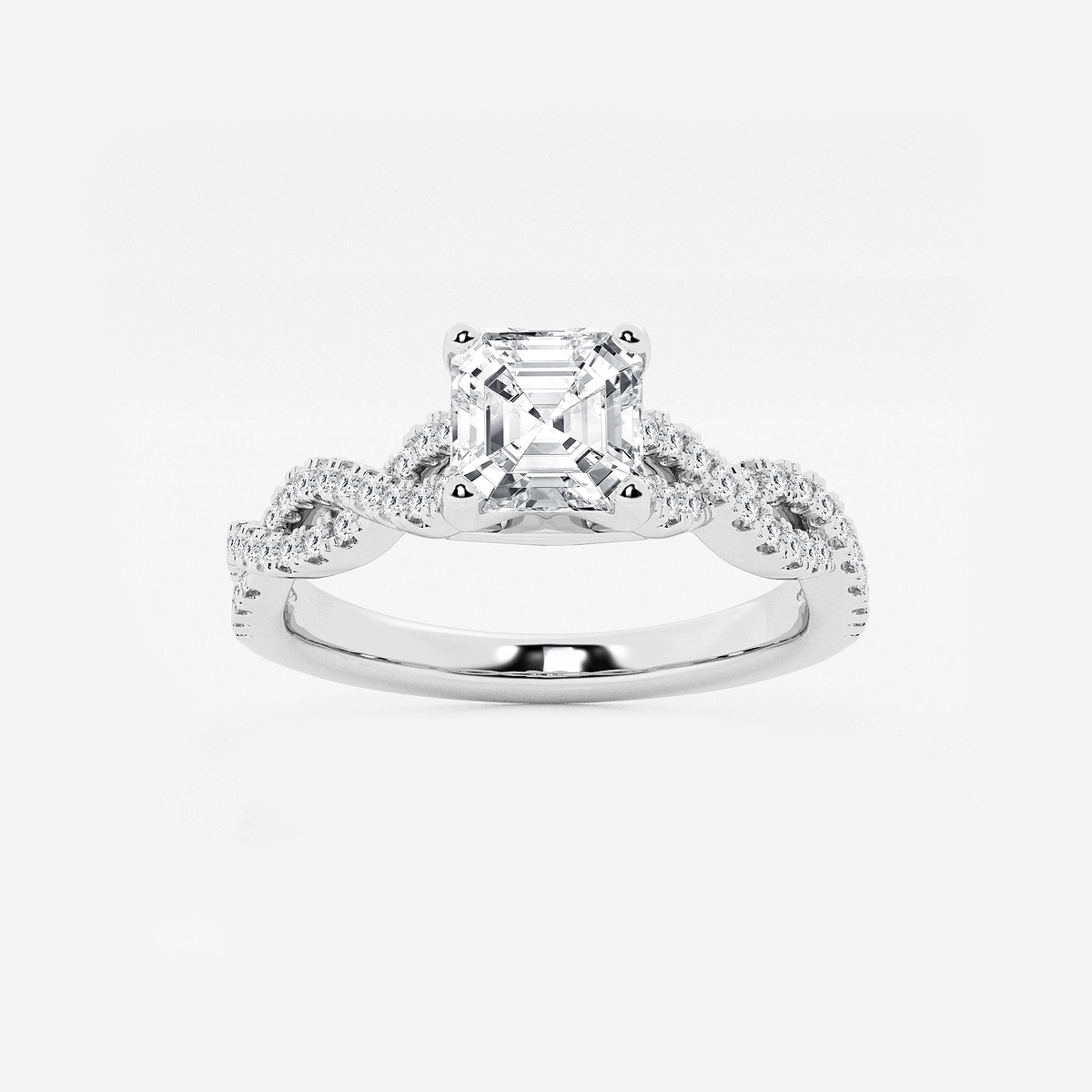1 ctw Asscher Lab Grown Diamond Double Twist Engagement Ring