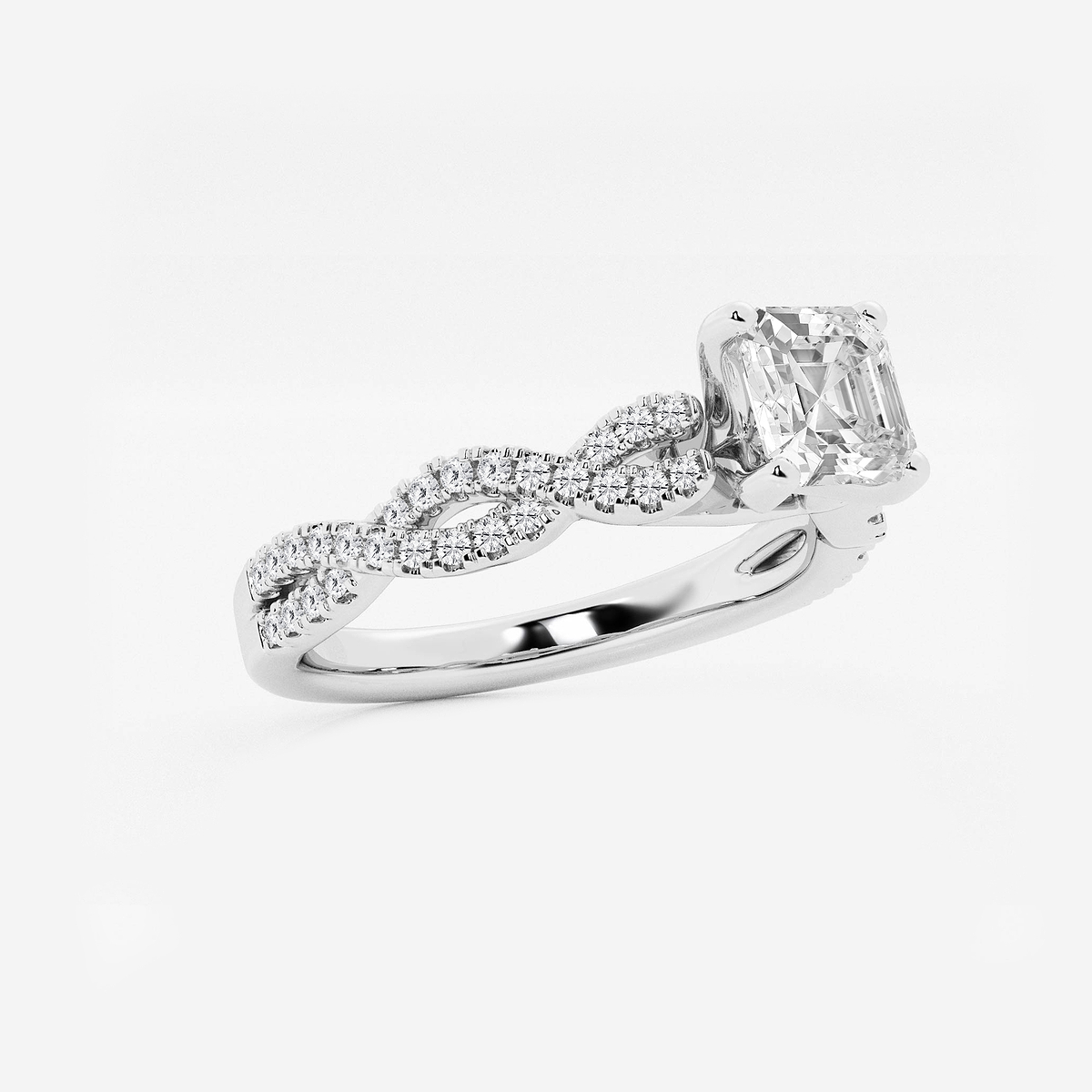 Additional Image 1 for  1 ctw Asscher Lab Grown Diamond Double Twist Engagement Ring