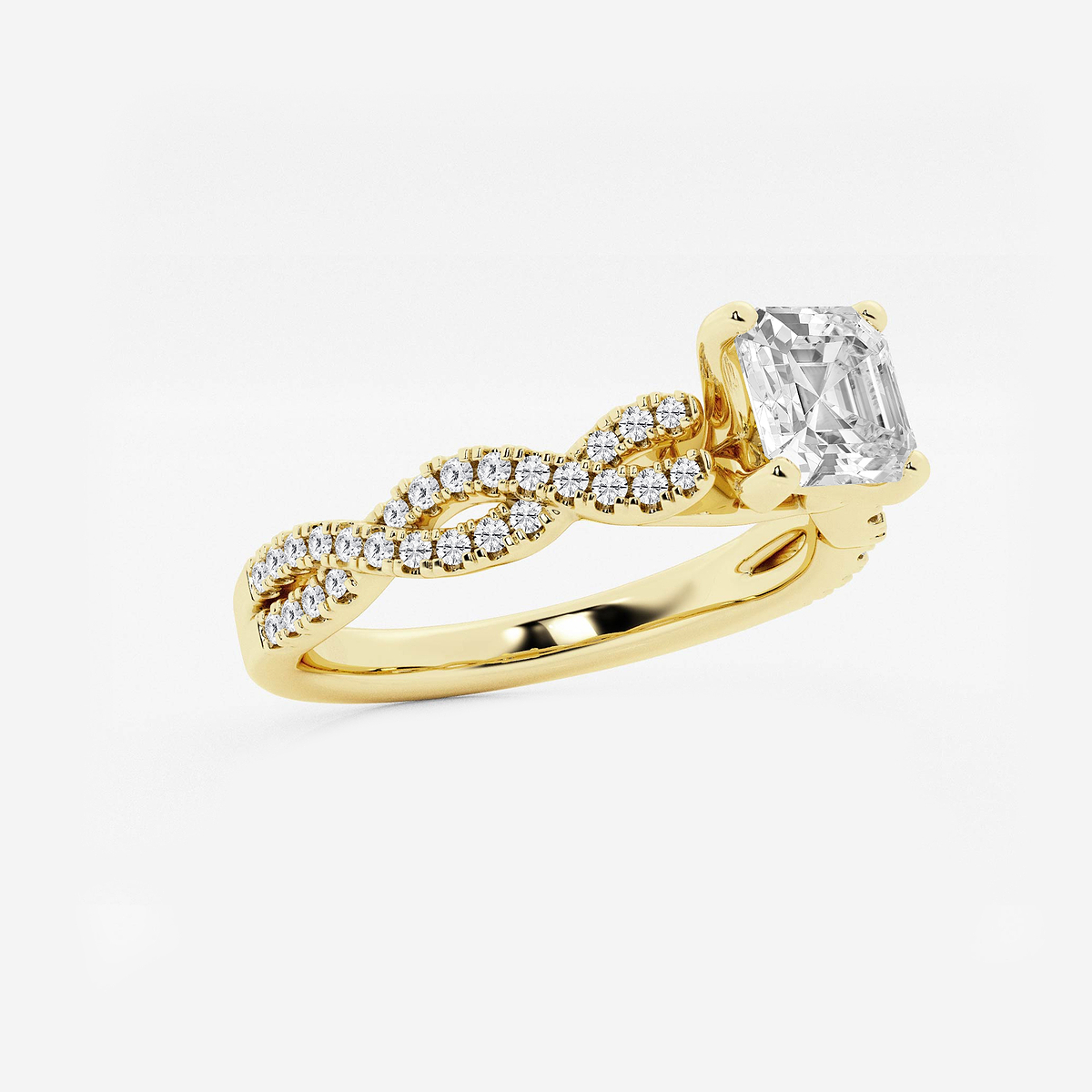 Additional Image 1 for  1 ctw Asscher Lab Grown Diamond Double Twist Engagement Ring