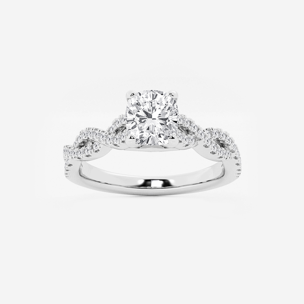 1 1/4 ctw Cushion Lab Grown Diamond Double Twist Engagement Ring