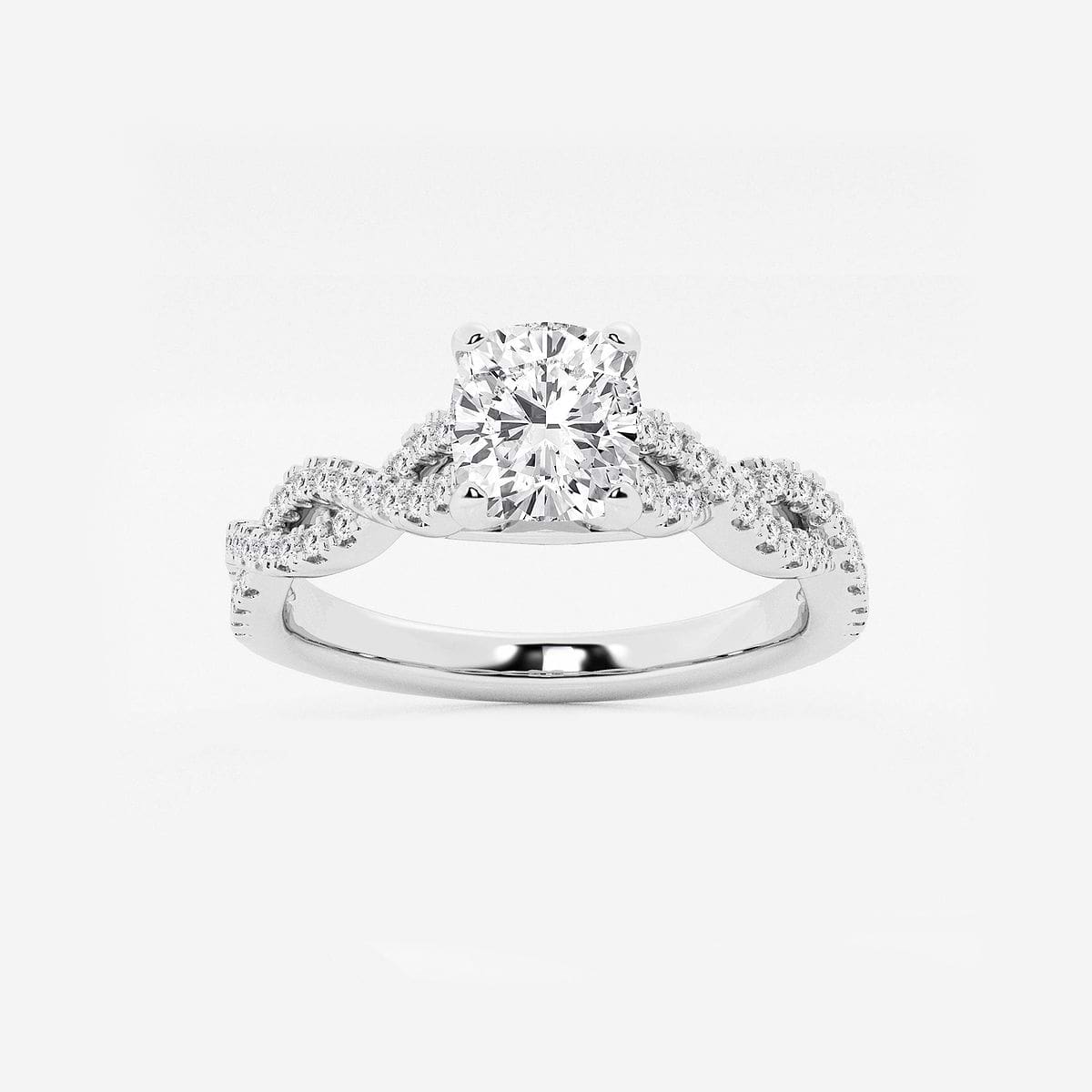 1 ctw Cushion Lab Grown Diamond Double Twist Engagement Ring 14K White Gold, FG, VS2+