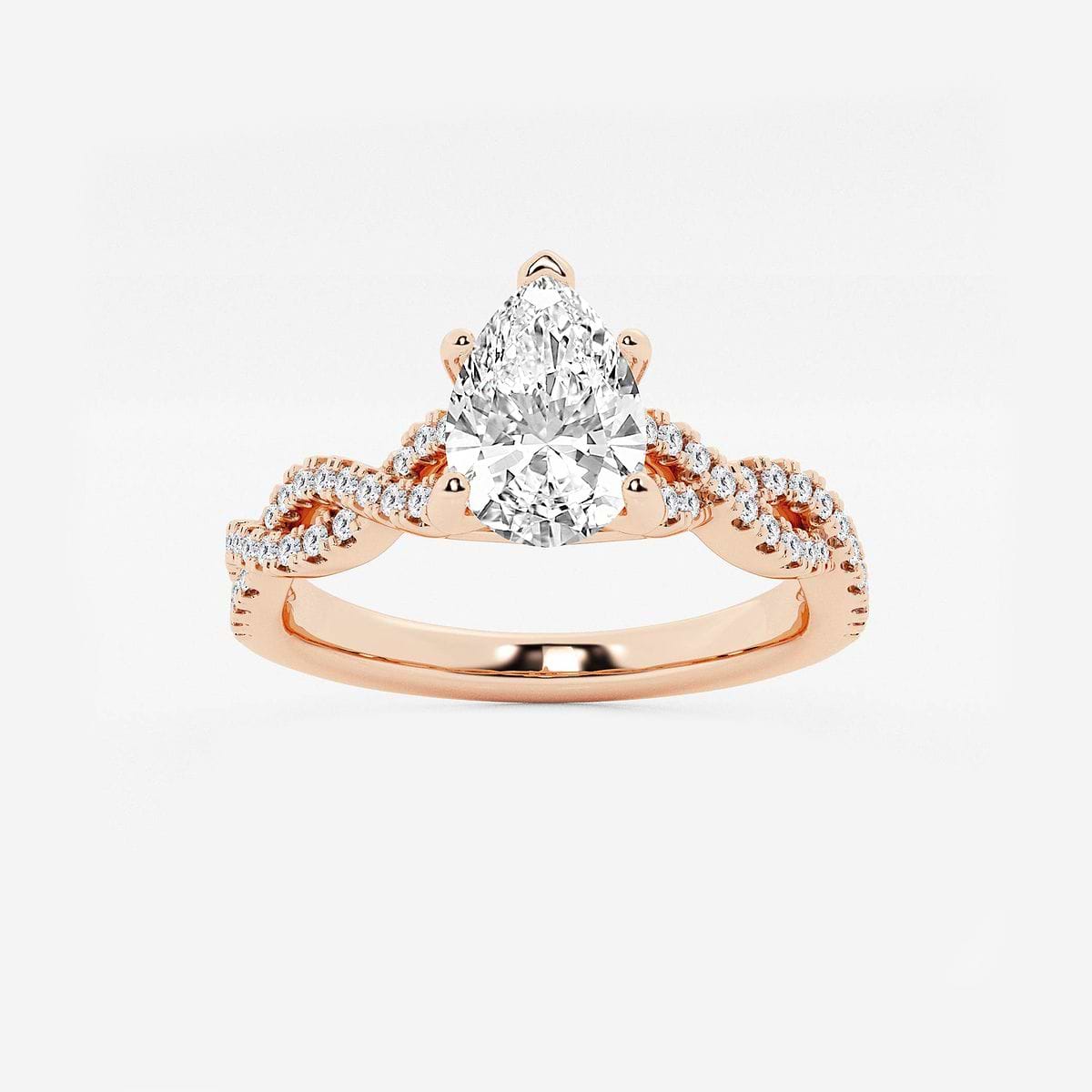 1 ctw Pear Lab Grown Diamond Double Twist Engagement Ring 14K Rose Gold, FG, VS2+