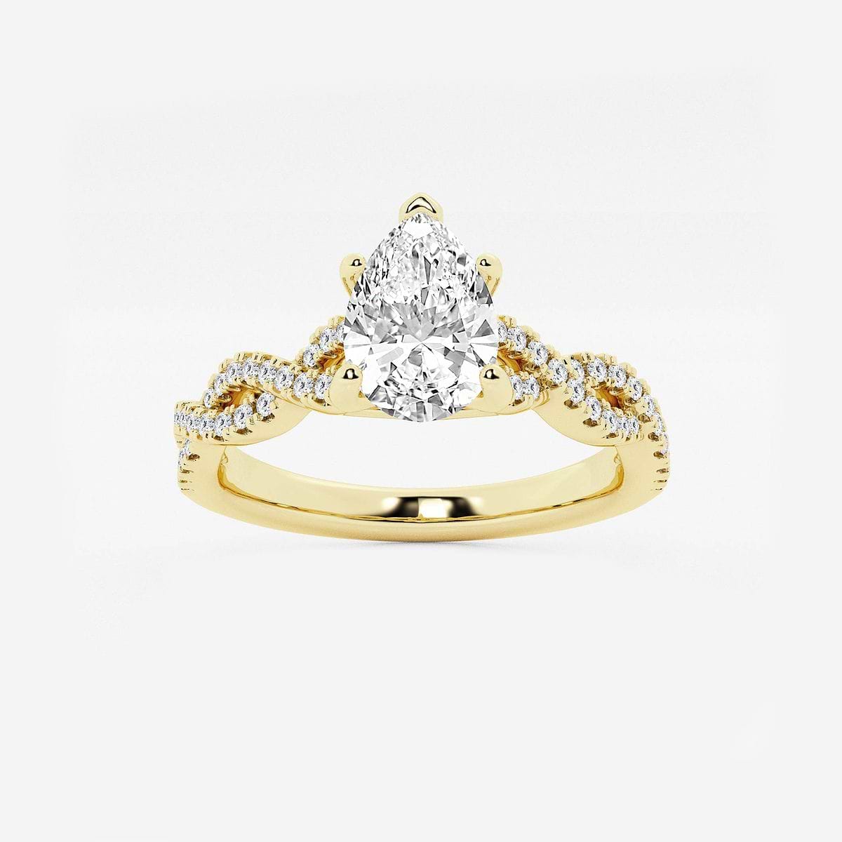 1 ctw Pear Lab Grown Diamond Double Twist Engagement Ring 14K Yellow Gold, E, VS1