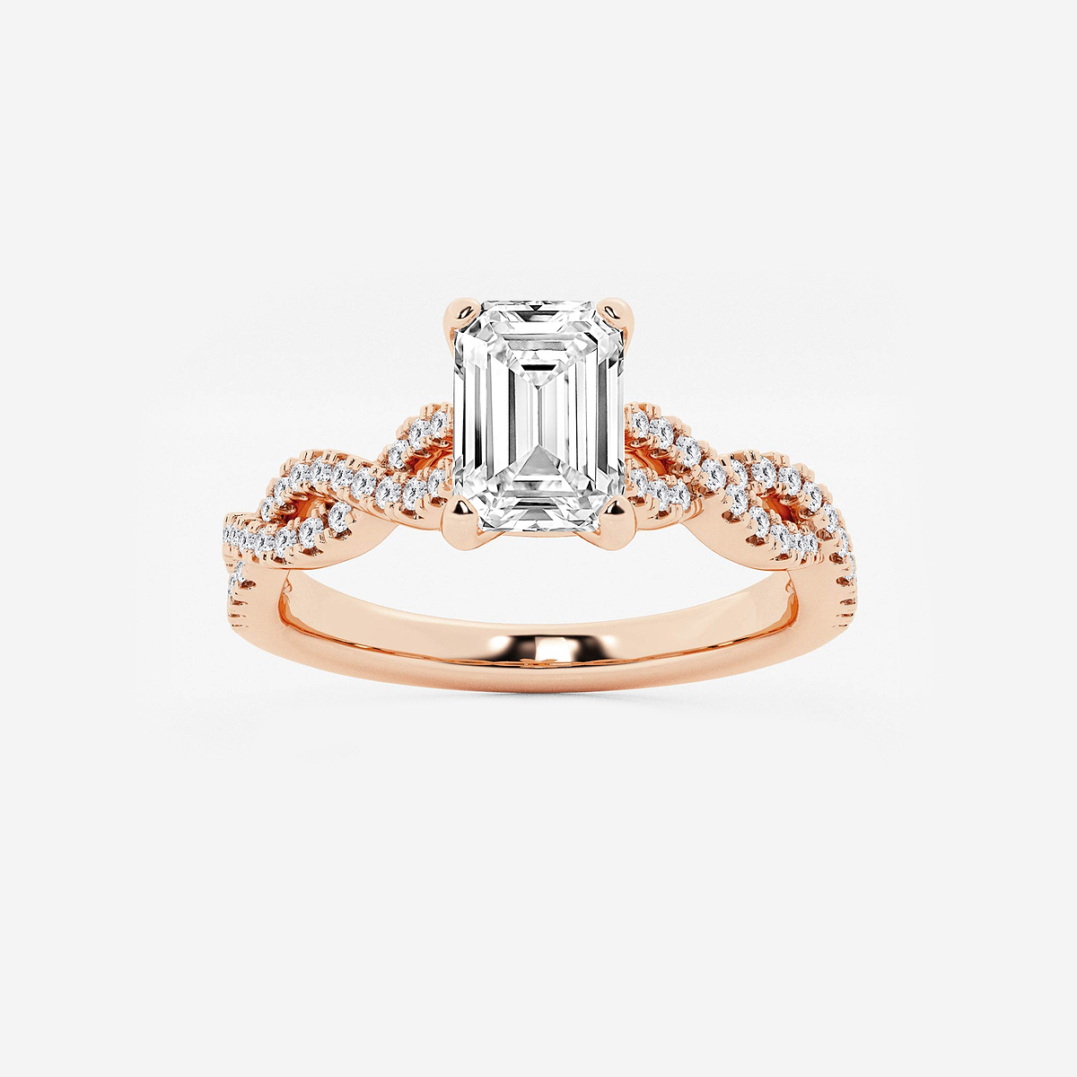 1 1/4 ctw Emerald Lab Grown Diamond Double Twist Engagement Ring