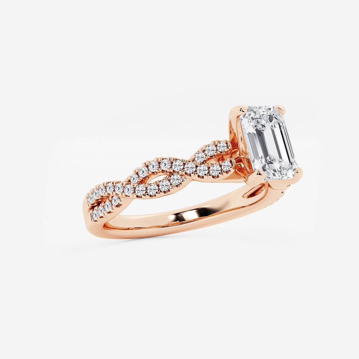 Additional Image 1 for  1 1/4 ctw Emerald Lab Grown Diamond Double Twist Engagement Ring
