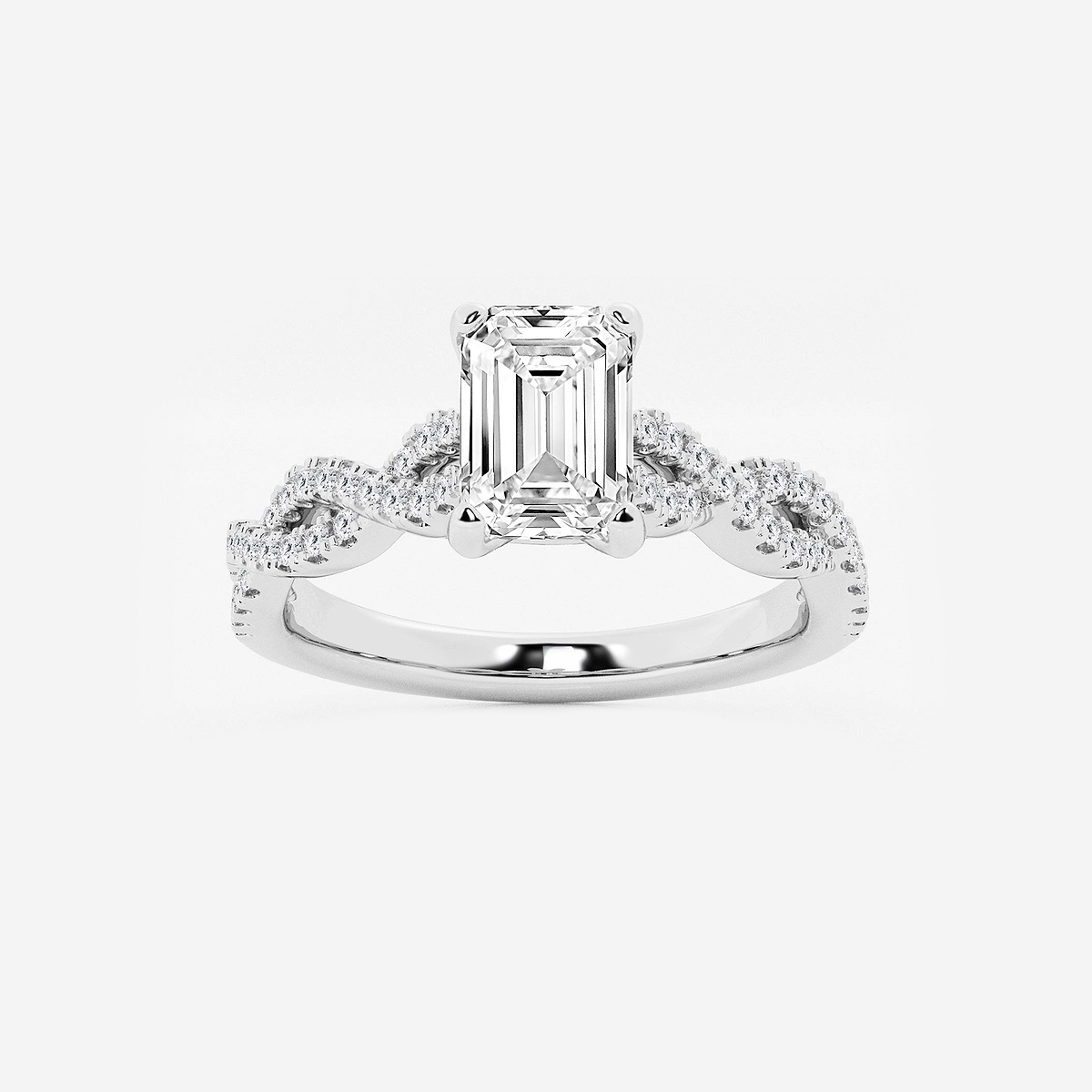 1 1/4 ctw Emerald Lab Grown Diamond Double Twist Engagement Ring
