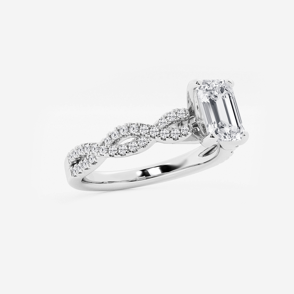 Additional Image 1 for  1 1/4 ctw Emerald Lab Grown Diamond Double Twist Engagement Ring