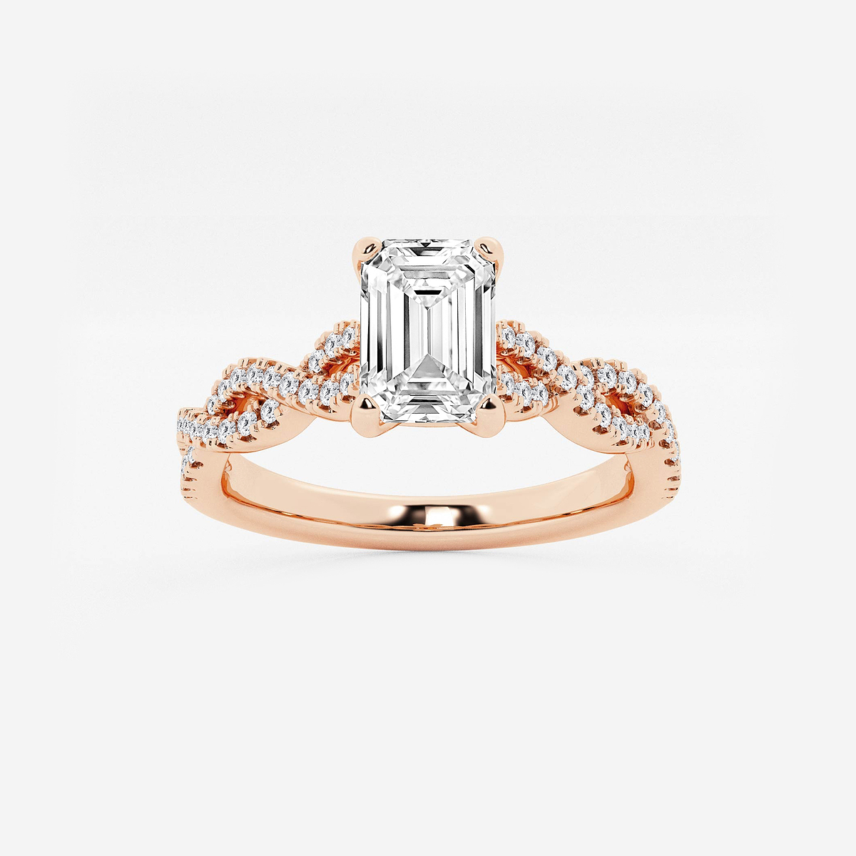 1 ctw Emerald Lab Grown Diamond Double Twist Engagement Ring