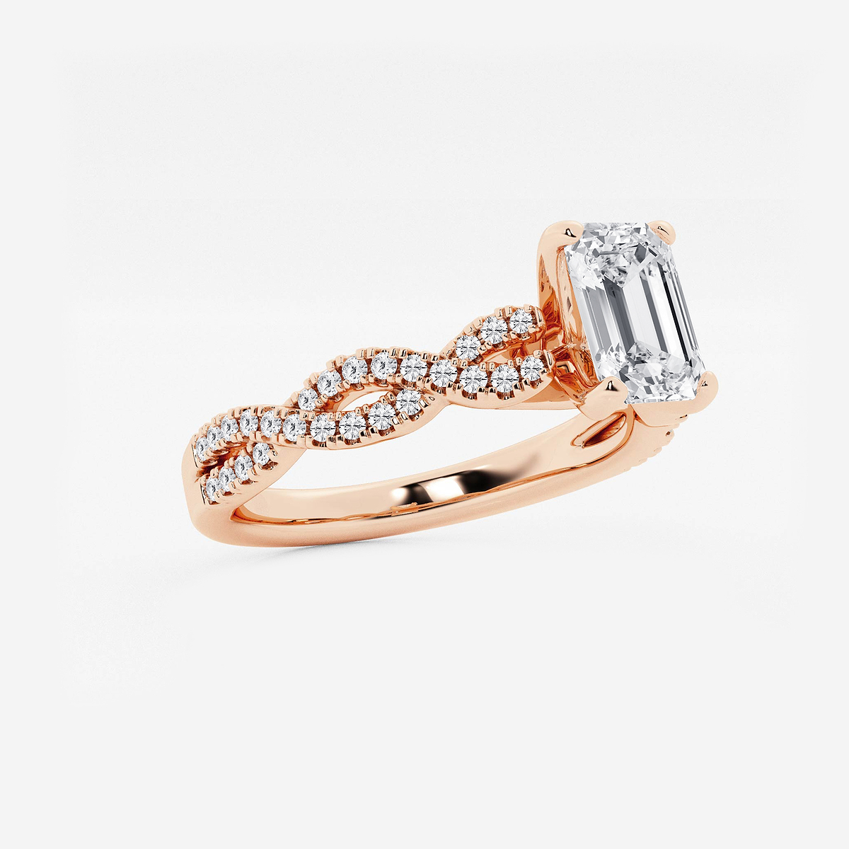 Additional Image 1 for  1 ctw Emerald Lab Grown Diamond Double Twist Engagement Ring