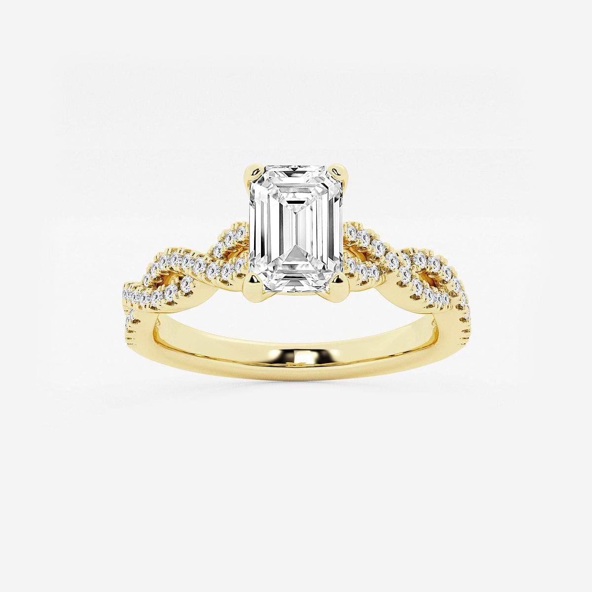1 ctw Emerald Lab Grown Diamond Double Twist Engagement Ring 14K Yellow Gold, FG, VS2+