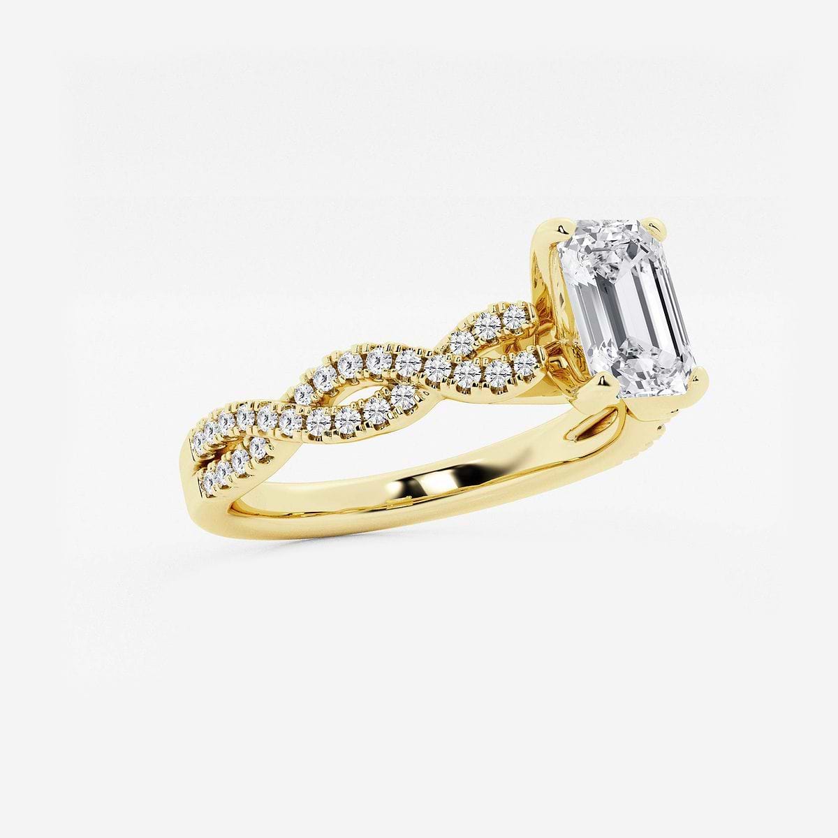 1 ctw Emerald Lab Grown Diamond Double Twist Engagement Ring 14K Yellow Gold, FG, VS2+