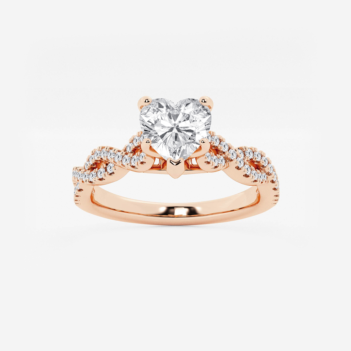 1 ctw Heart Lab Grown Diamond Double Twist Engagement Ring