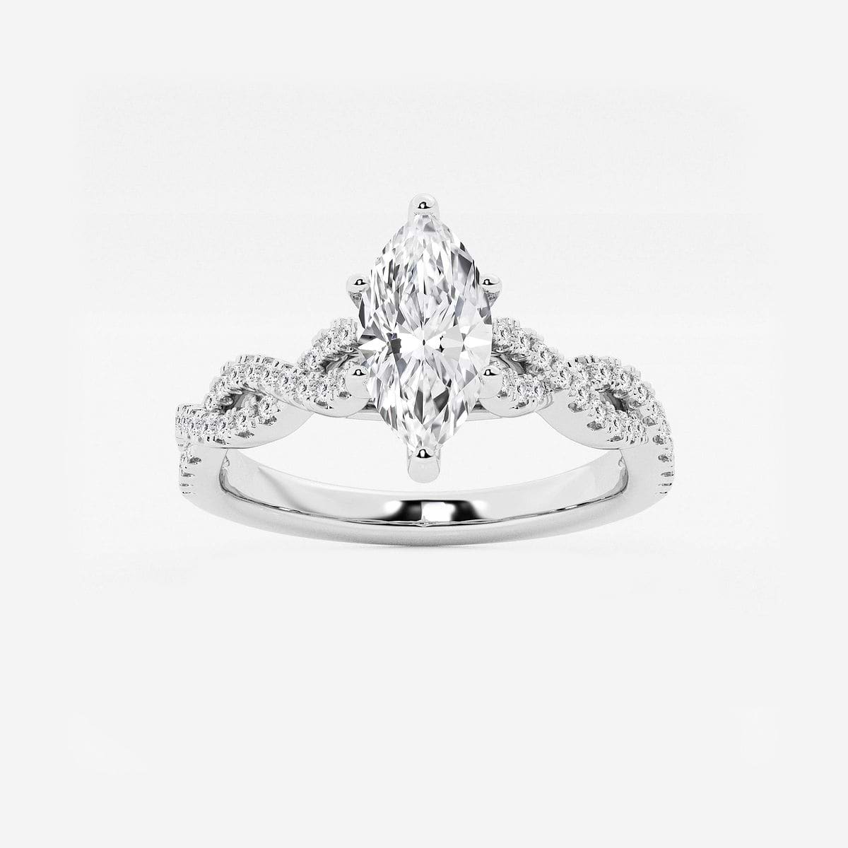 1 ctw Marquise Lab Grown Diamond Double Twist Engagement Ring 14K White Gold, FG, VS2+