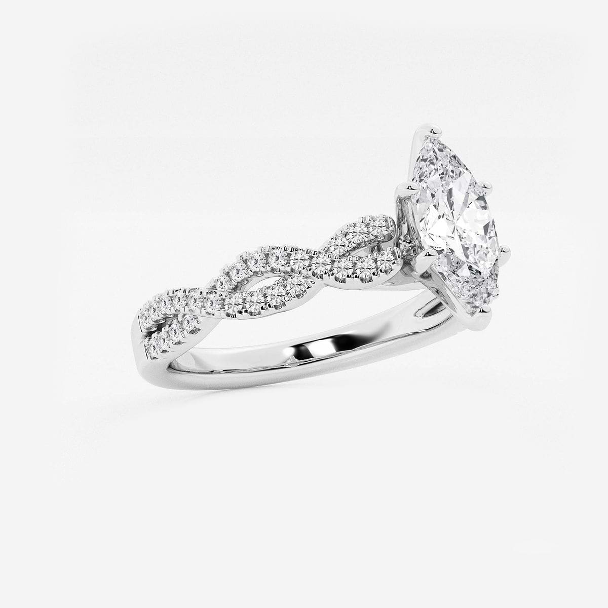 1 ctw Marquise Lab Grown Diamond Double Twist Engagement Ring 14K White Gold, FG, VS2+