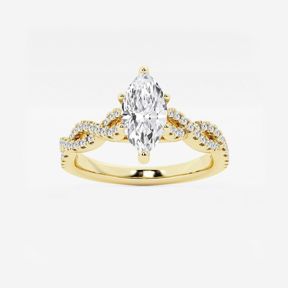 1 ctw Marquise Lab Grown Diamond Double Twist Engagement Ring 14K Yellow Gold, FG, VS2+