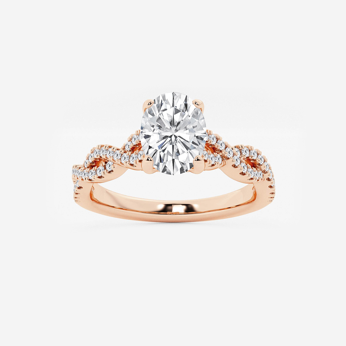 1 1/4 ctw Oval Lab Grown Diamond Double Twist Engagement Ring
