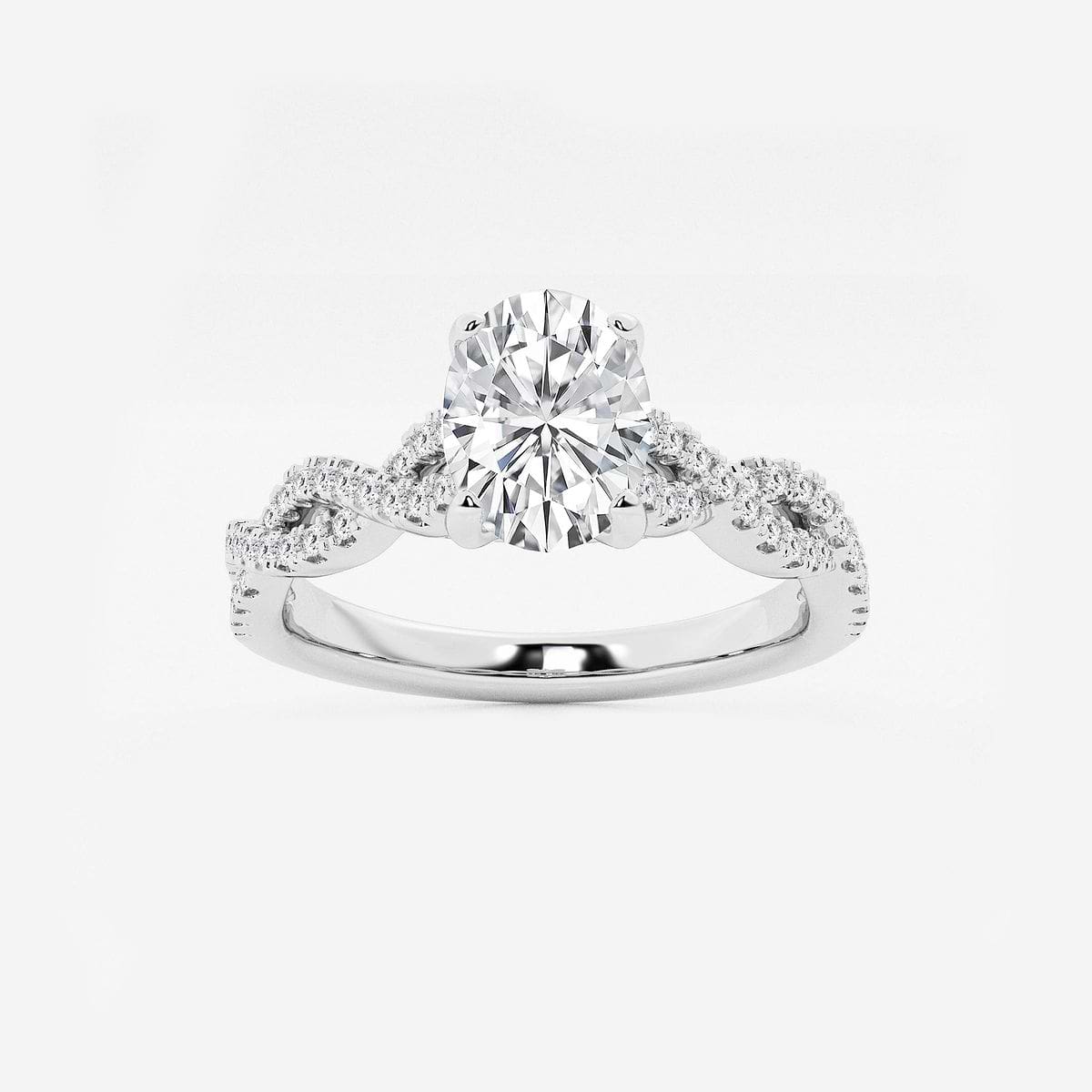 1 ctw Oval Lab Grown Diamond Double Twist Engagement Ring 14K White Gold, FG, VS2+