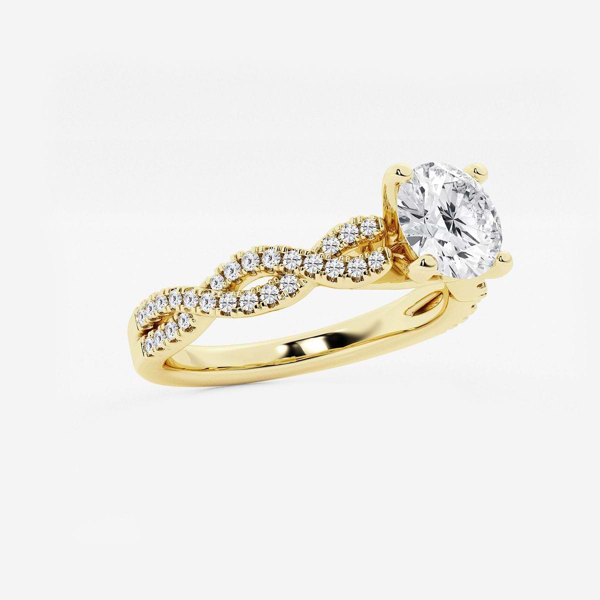 1 1/4 ctw Round Lab Grown Diamond Double Twist Engagement Ring 14K Yellow Gold, E, VS1