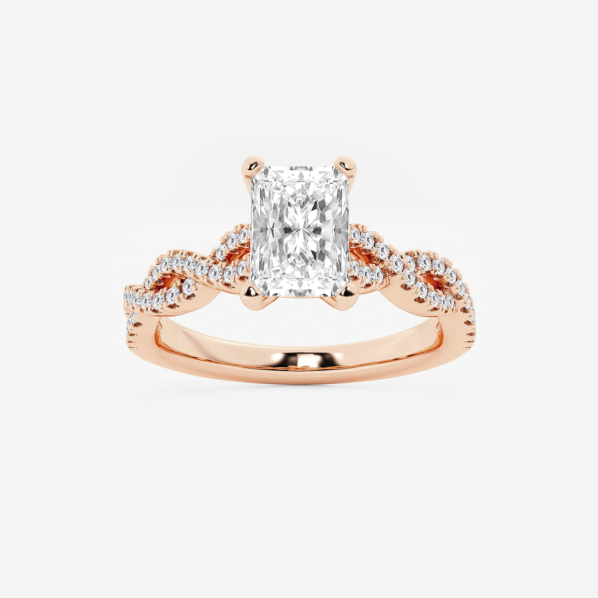 1 1/4 ctw Radiant Lab Grown Diamond Double Twist Engagement Ring