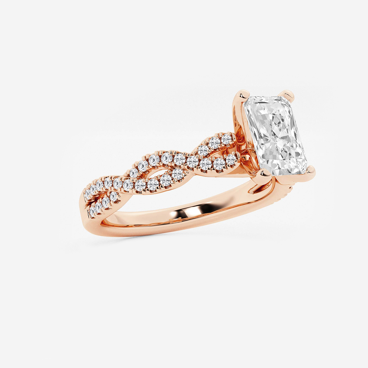 Additional Image 1 for  1 1/4 ctw Radiant Lab Grown Diamond Double Twist Engagement Ring