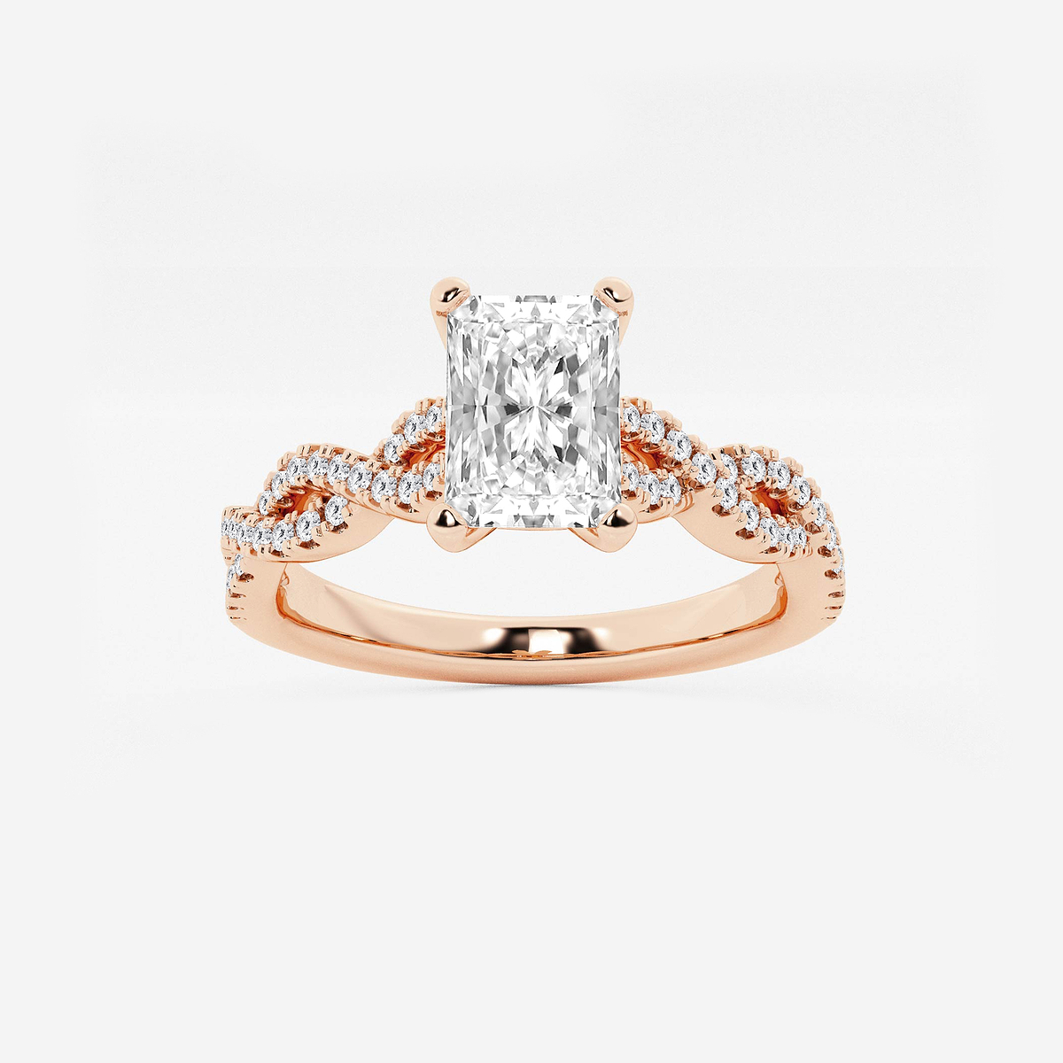 1 ctw Radiant Lab Grown Diamond Double Twist Engagement Ring