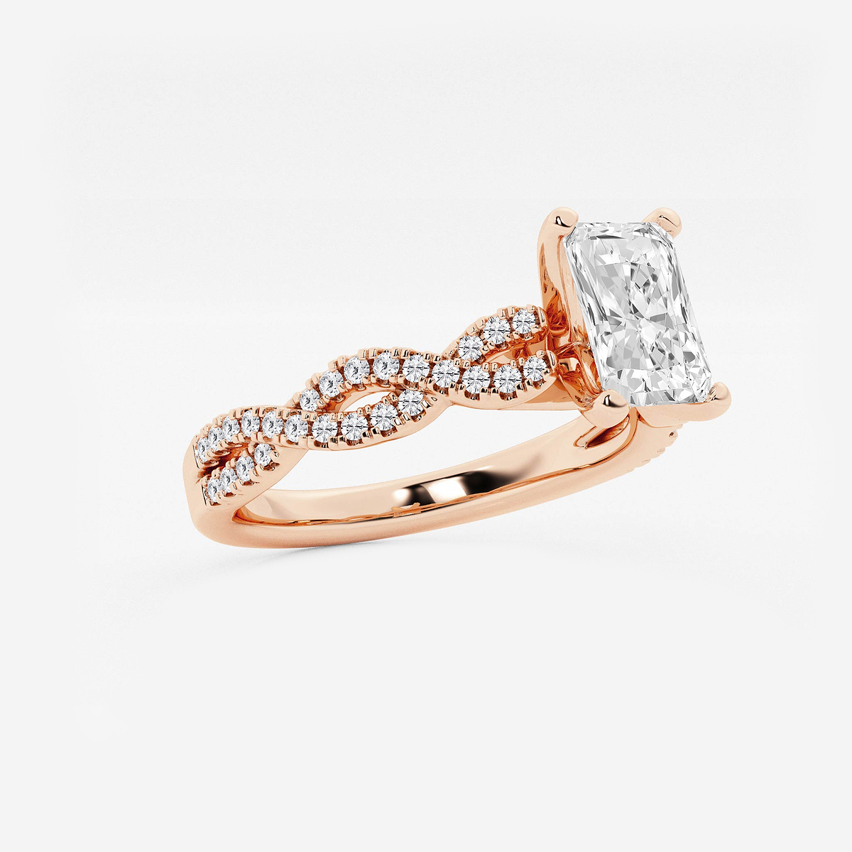 Additional Image 1 for  1 ctw Radiant Lab Grown Diamond Double Twist Engagement Ring