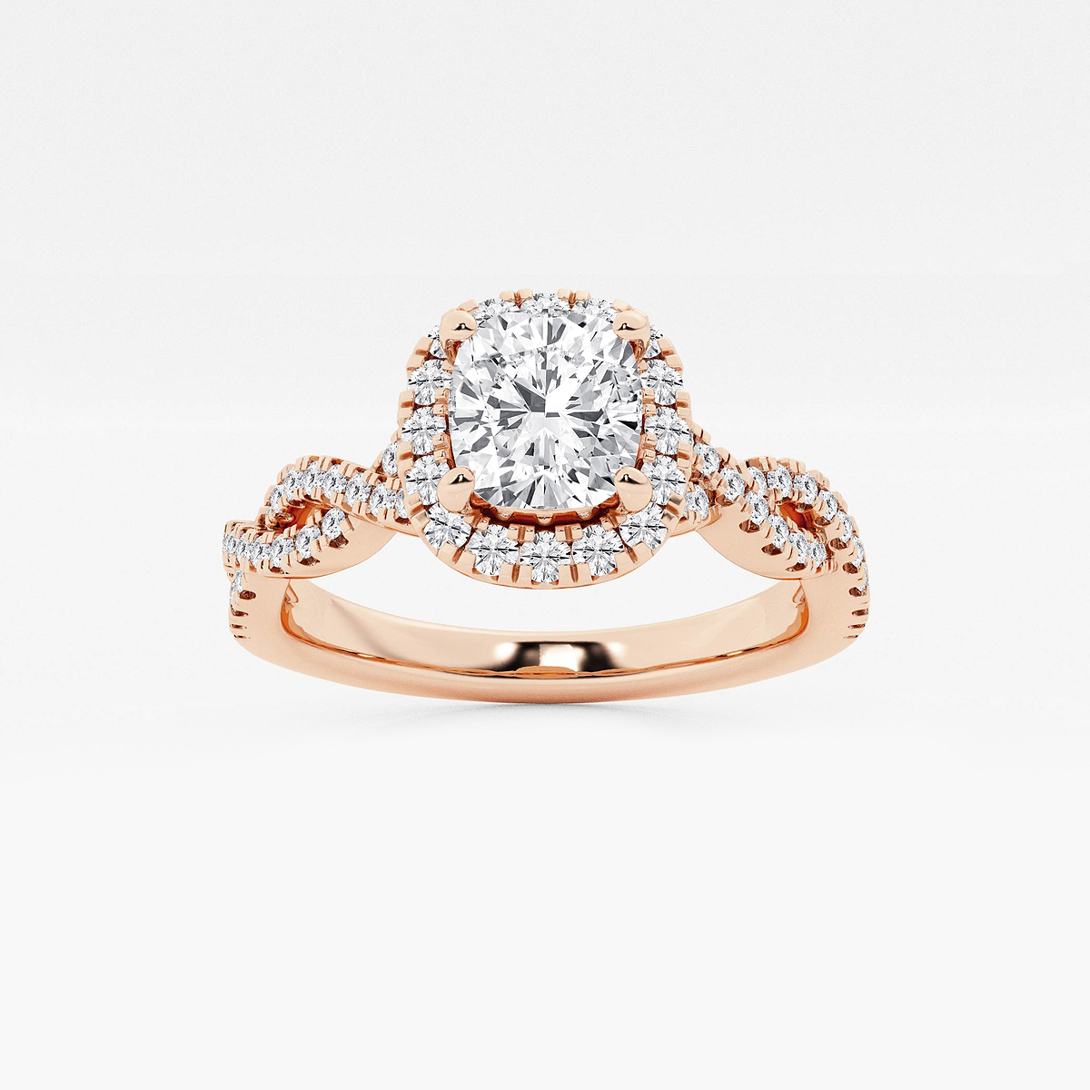 1 2/5 ctw Cushion Lab Grown Diamond Double Twist Halo Engagement Ring