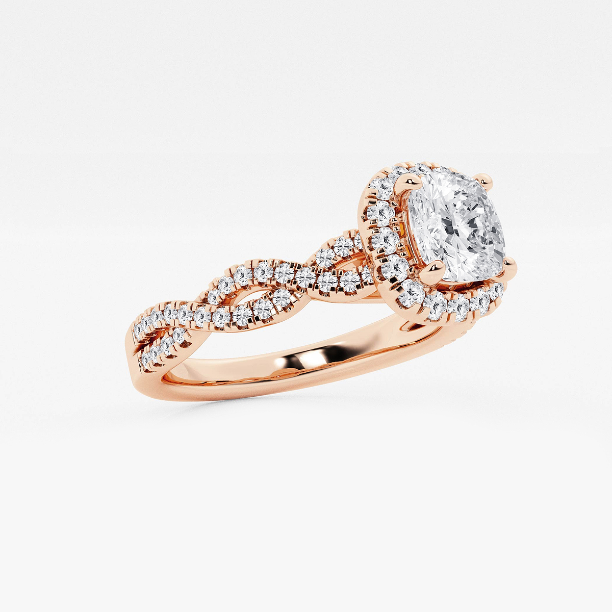 Additional Image 1 for  1 2/5 ctw Cushion Lab Grown Diamond Double Twist Halo Engagement Ring