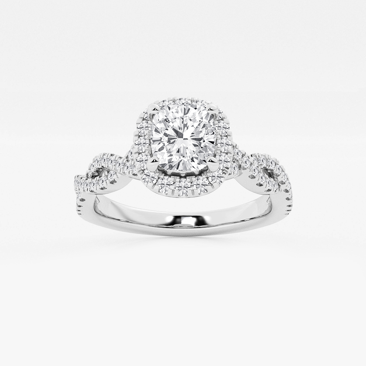1 2/5 ctw Cushion Lab Grown Diamond Double Twist Halo Engagement Ring
