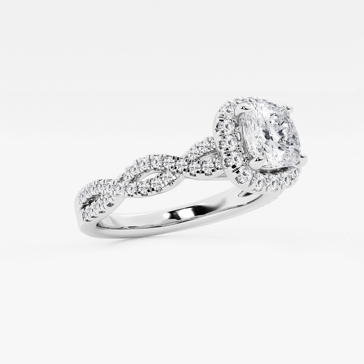 Additional Image 1 for  1 2/5 ctw Cushion Lab Grown Diamond Double Twist Halo Engagement Ring