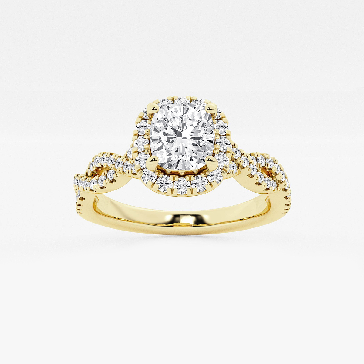 1 2/5 ctw Cushion Lab Grown Diamond Double Twist Halo Engagement Ring