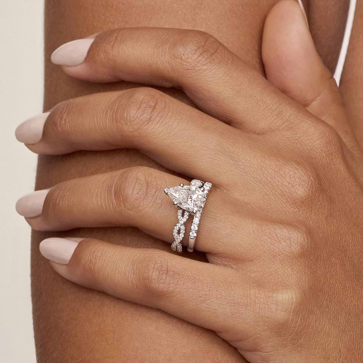 1 ctw Pear Lab Grown Diamond Double Twist Engagement Ring 14K Yellow Gold, E, VS1