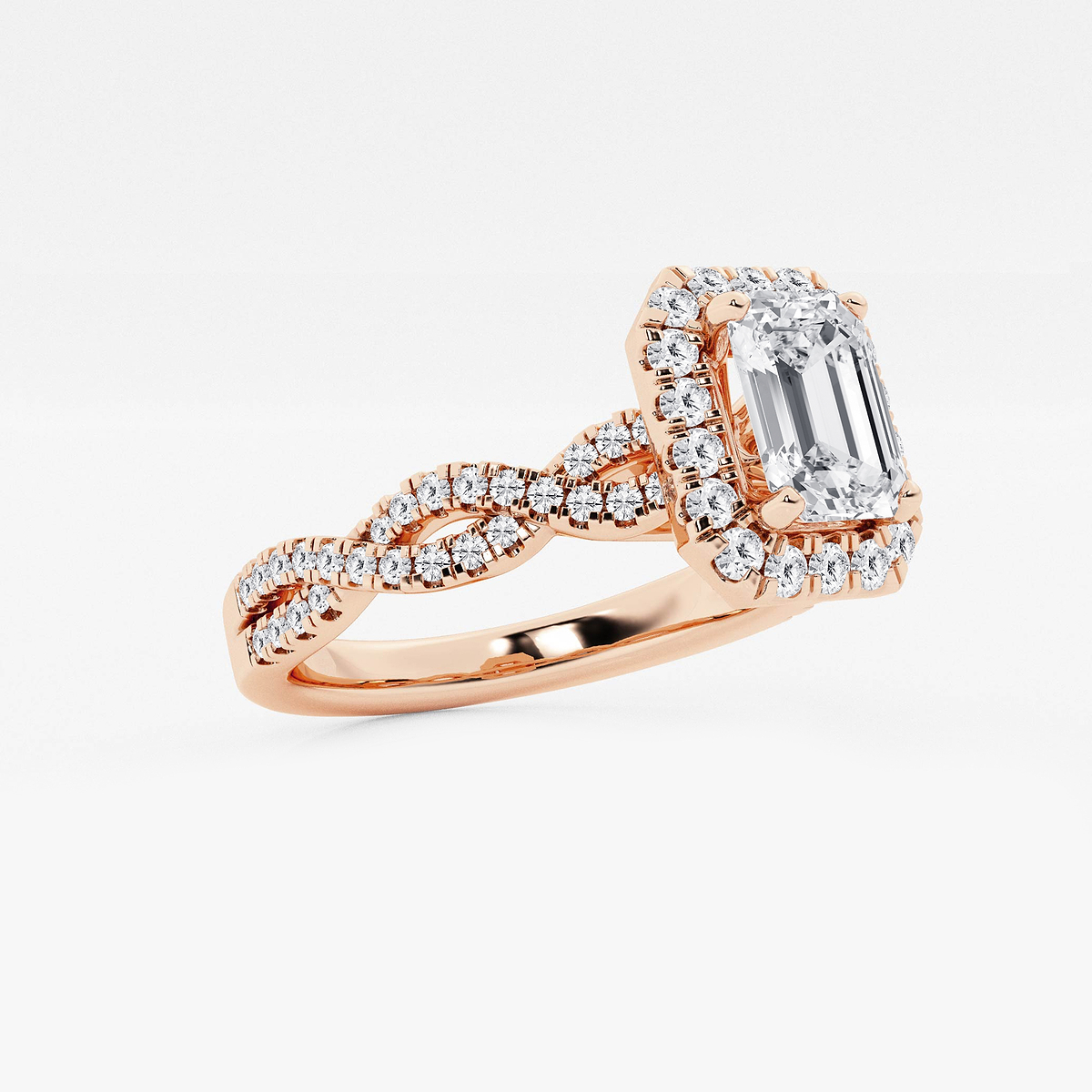 Additional Image 1 for  1 2/5 ctw Emerald Lab Grown Diamond Double Twist Halo Engagement Ring