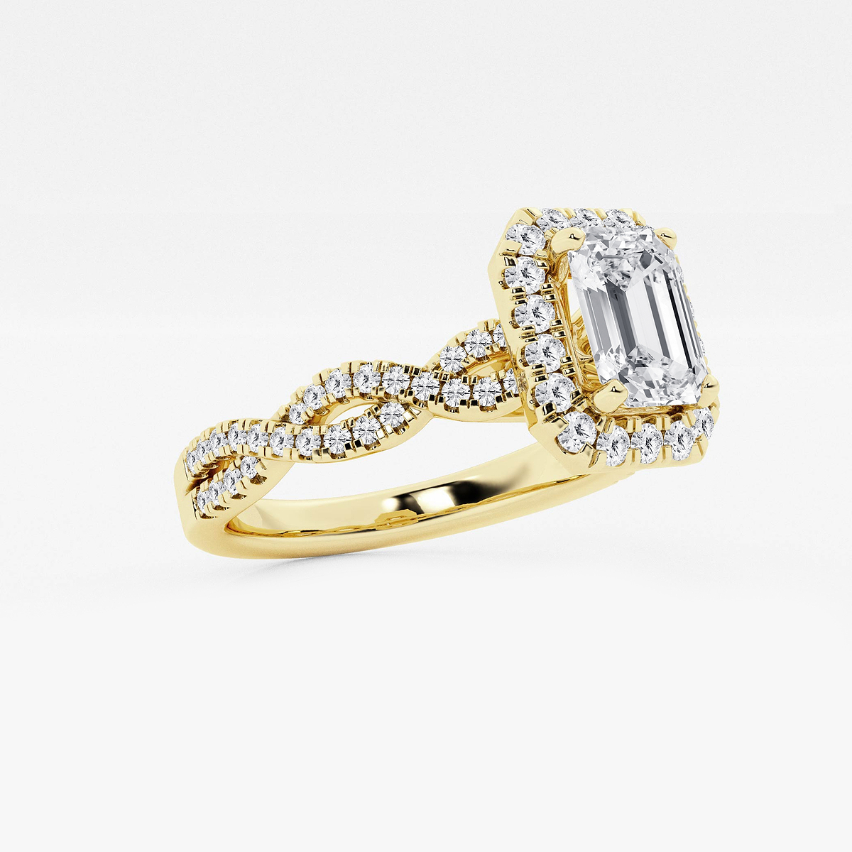 Additional Image 1 for  1 2/5 ctw Emerald Lab Grown Diamond Double Twist Halo Engagement Ring