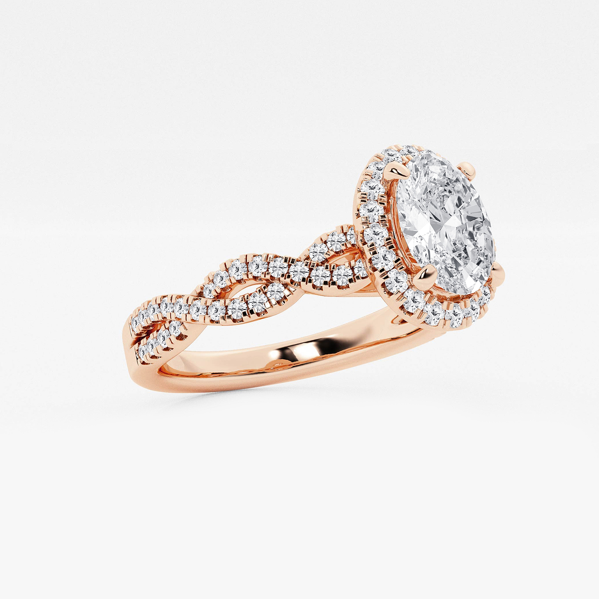 Additional Image 1 for  1 1/8 ctw Oval Lab Grown Diamond Double Twist Halo Engagement Ring