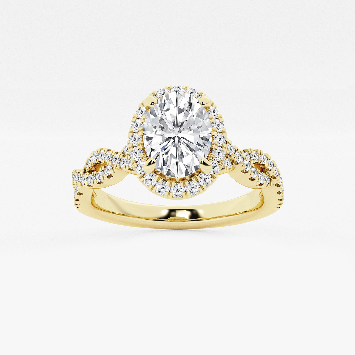 1 2/5 ctw Oval Lab Grown Diamond Double Twist Halo Engagement Ring