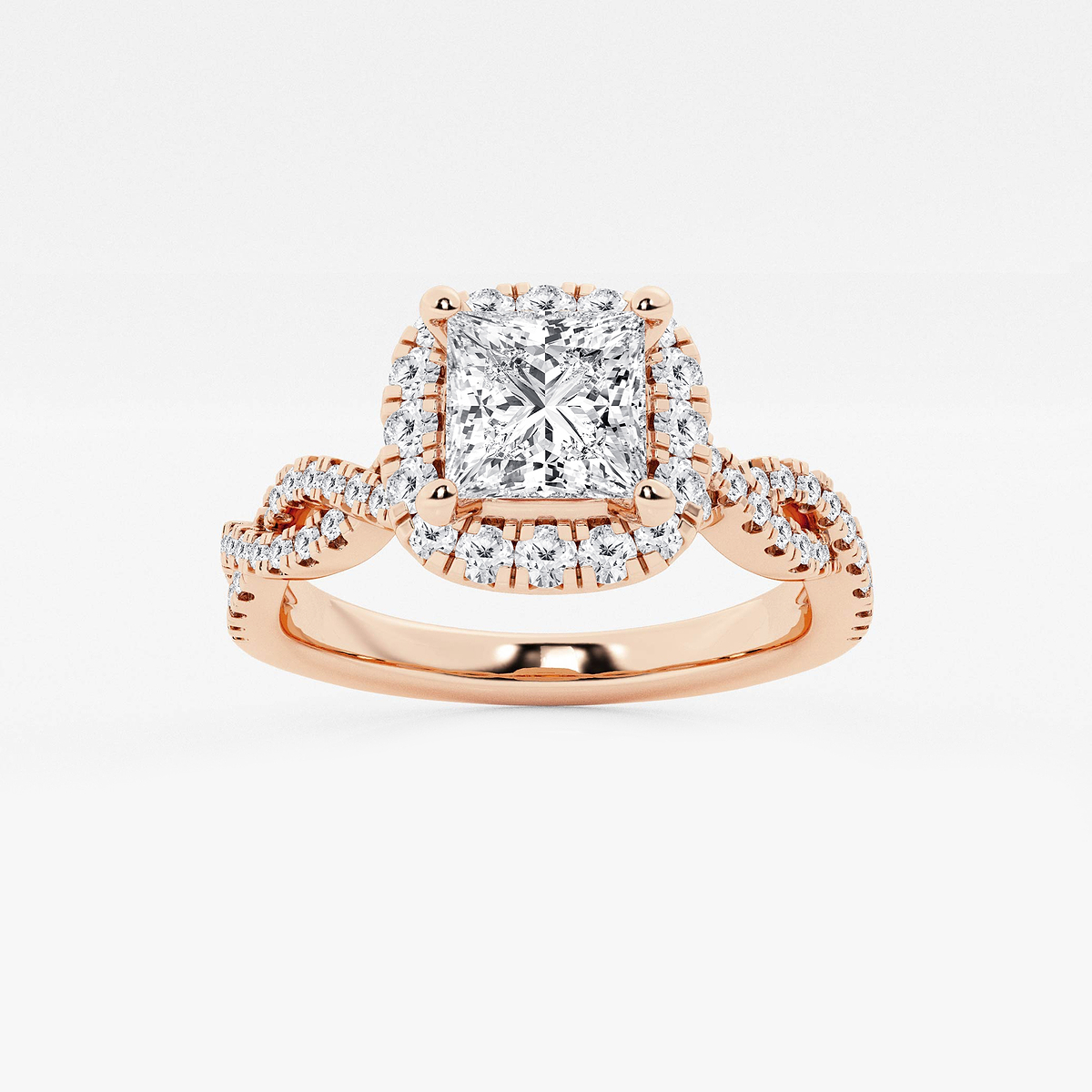 1 2/5 ctw Princess Lab Grown Diamond Double Twist Halo Engagement Ring