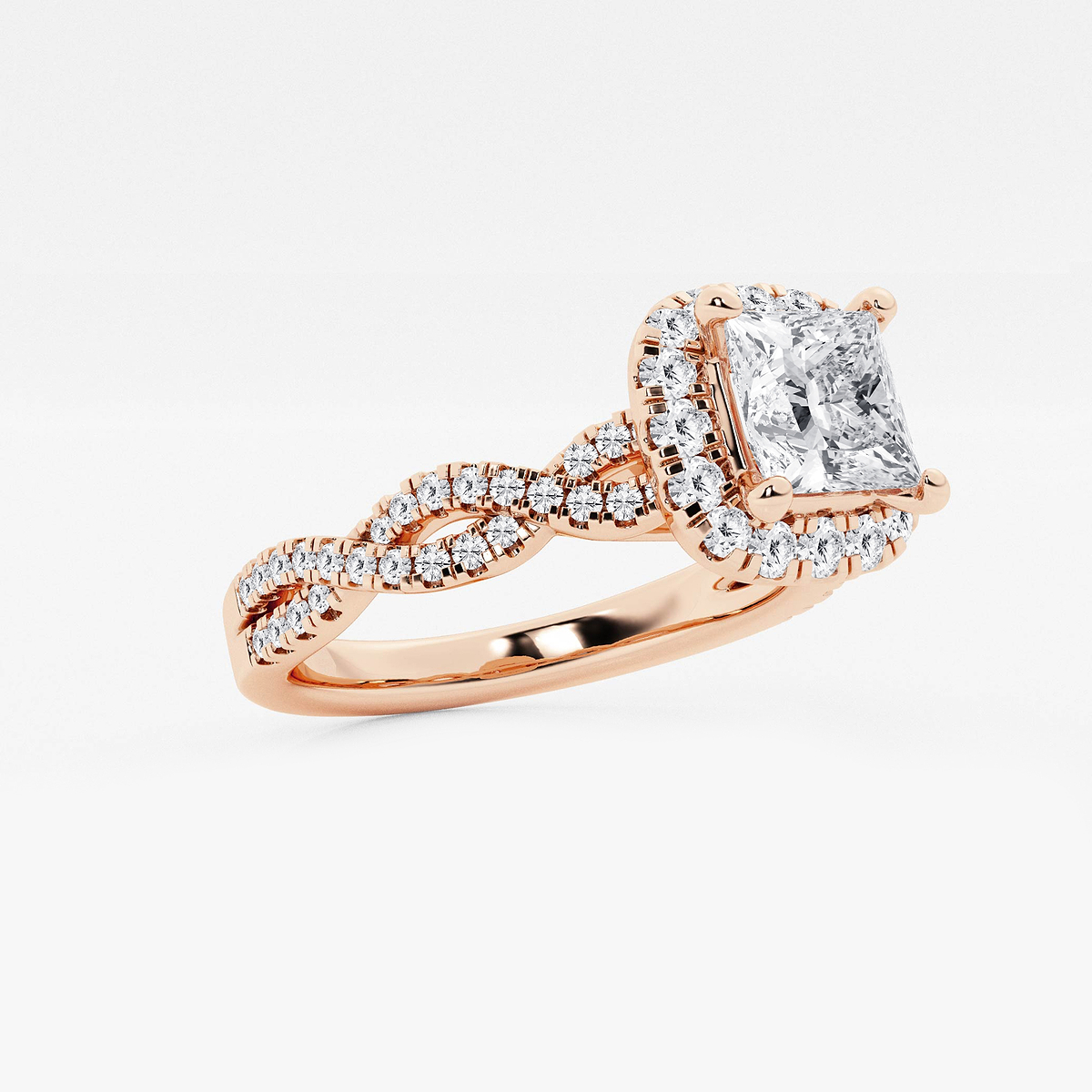 Additional Image 1 for  1 2/5 ctw Princess Lab Grown Diamond Double Twist Halo Engagement Ring