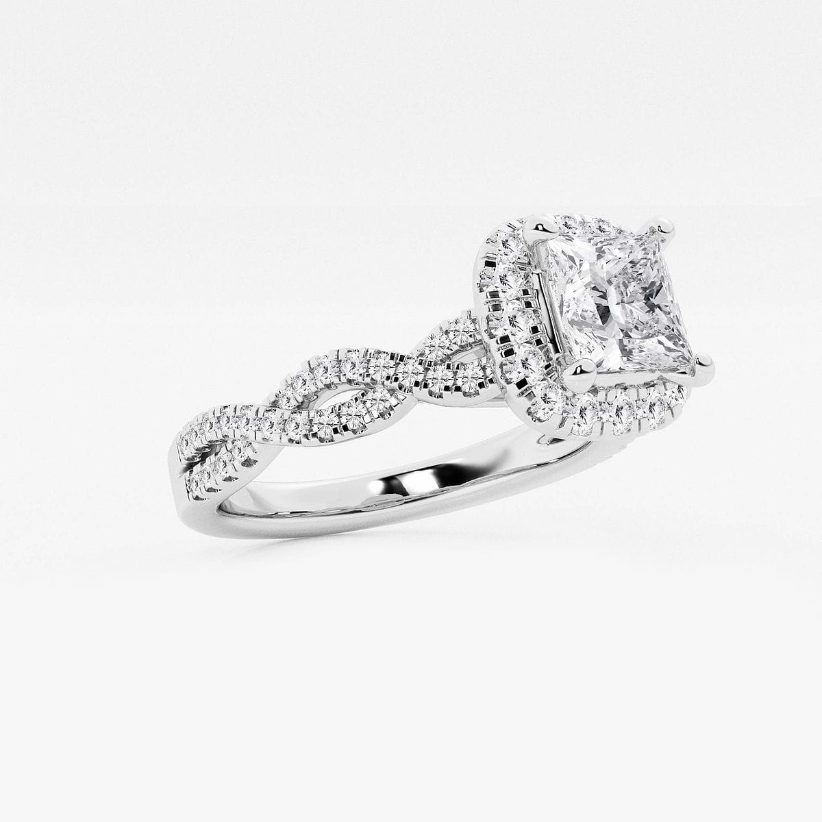 Additional Image 1 for  1 1/8 ctw Princess Lab Grown Diamond Double Twist Halo Engagement Ring