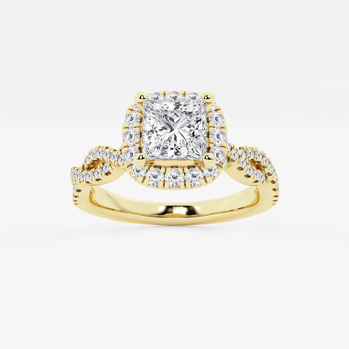 1 2/5 ctw Princess Lab Grown Diamond Double Twist Halo Engagement Ring
